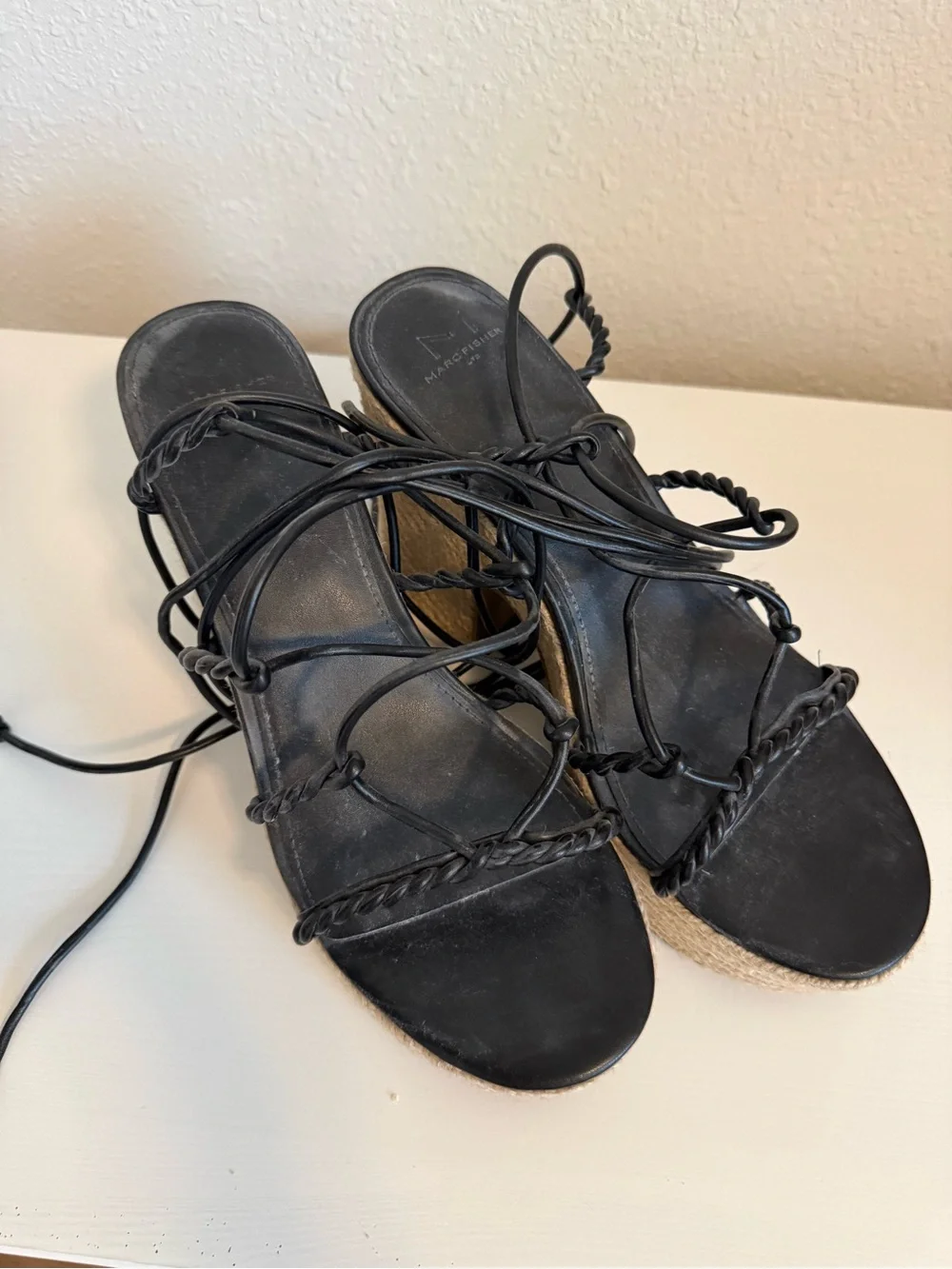 MARC FISHER wrap platform heels